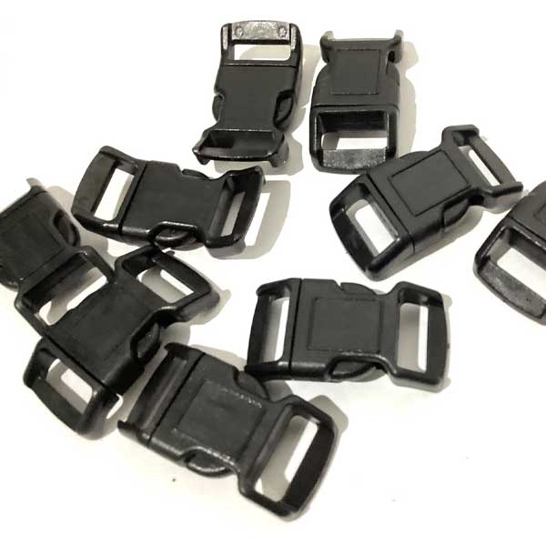 10mm Delrin Plastic Side Squeeze Release Black Light-Duty Buckle