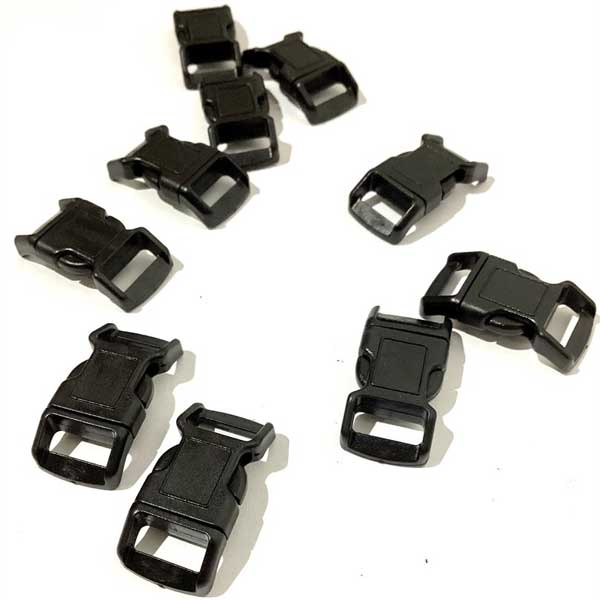 10mm Delrin Plastic Side Squeeze Release Black Light-Duty Buckle