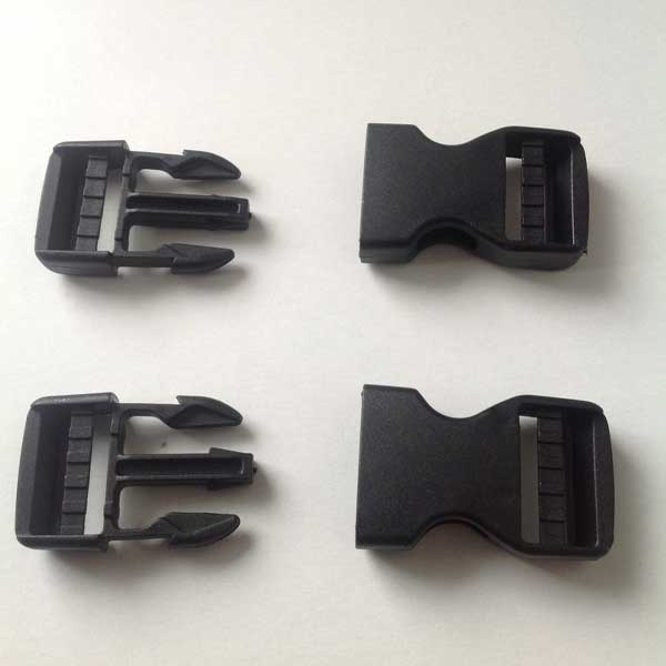 25mm Dual Adjustable Plastic Side Release Black Buckles