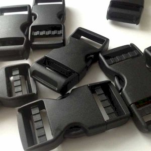 25mm Dual Adjustable Plastic Side Release Black Buckles